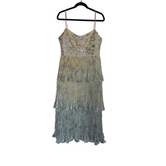 self-portrait metallic jacquard midi dress US10 - Picture 6 of 12